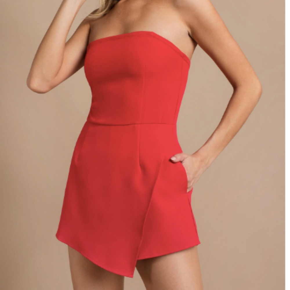 Tobi Red Strapless Romper